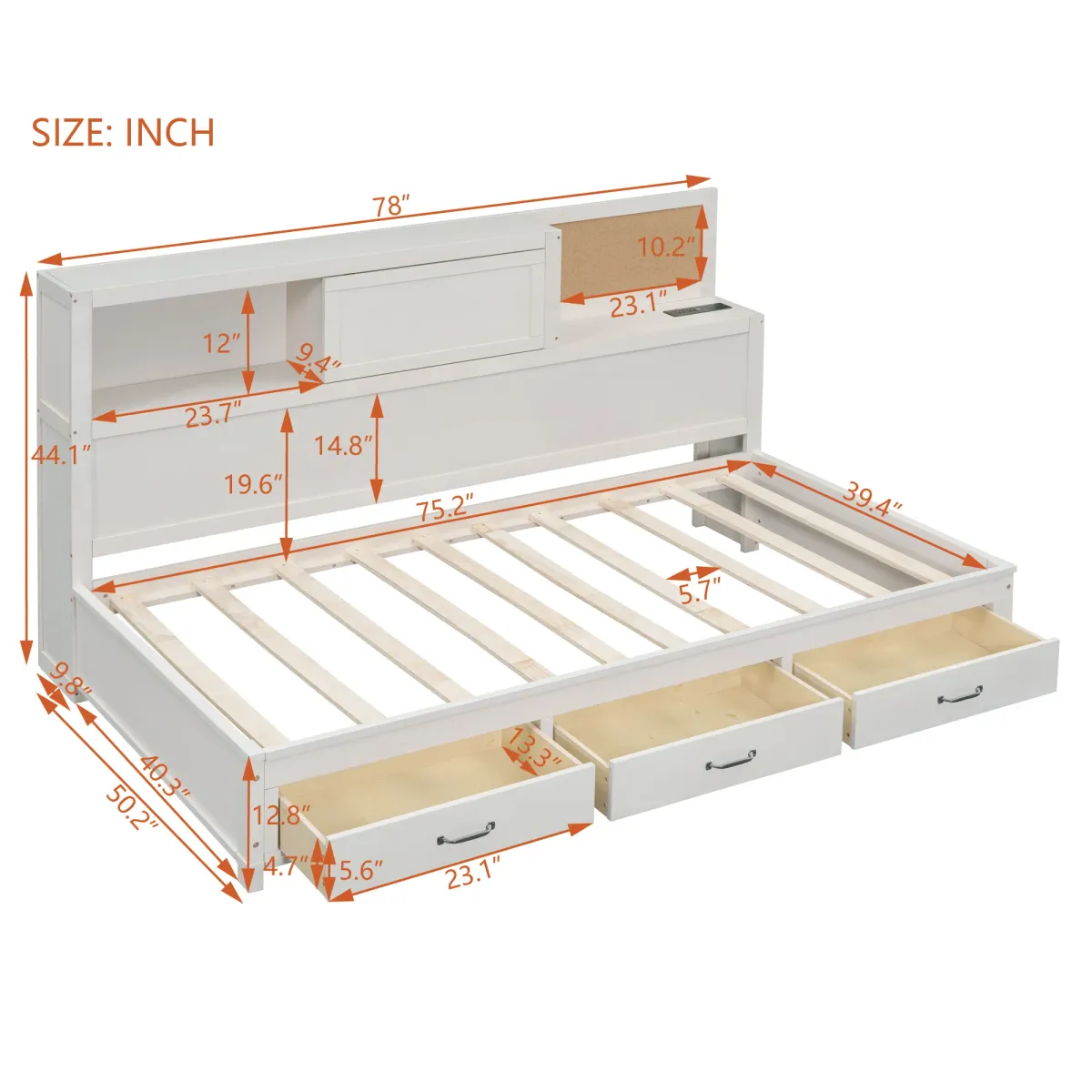 Merax Daybed Frame with 3 Storage Drawers