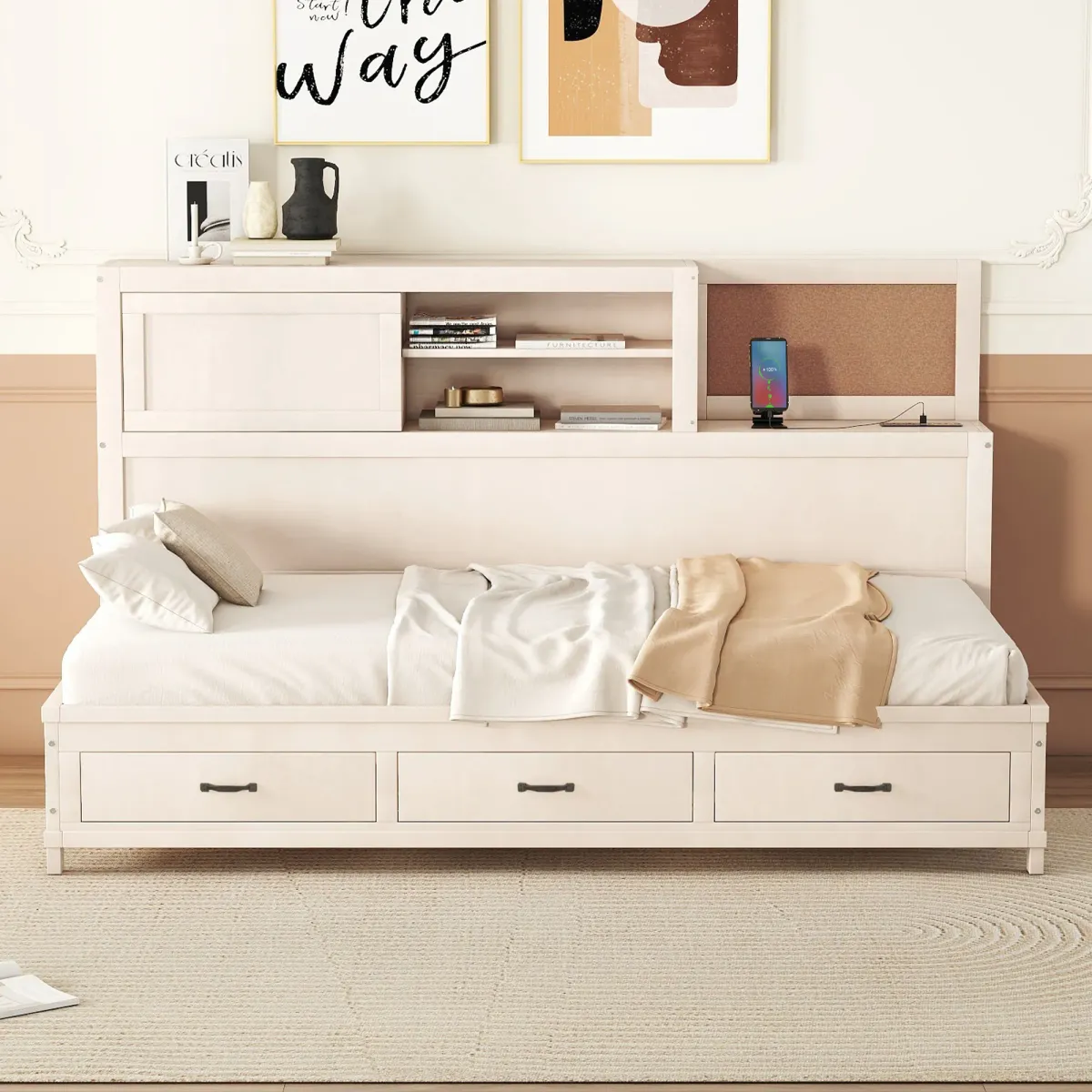 Merax Daybed Frame with 3 Storage Drawers