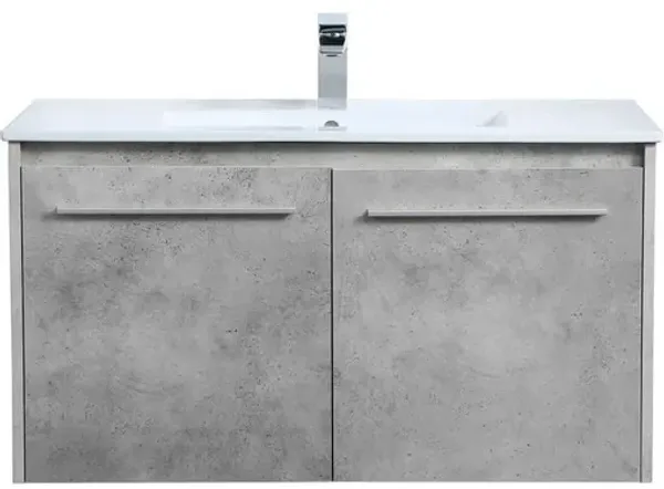 Elegant Kitchen and Bath 36 inch  Single Bathroom Floating Vanity in Concrete Grey