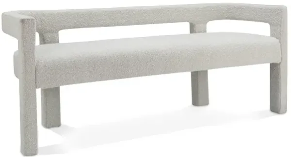 Meridian Furniture Athena Cream Boucle Fabric Bench