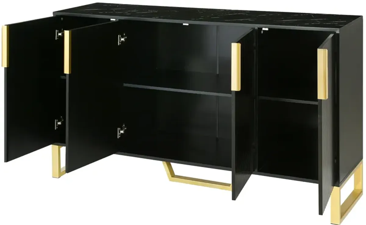 60"Modern dining Buffets sideboard Kitchen Cabinet, Black