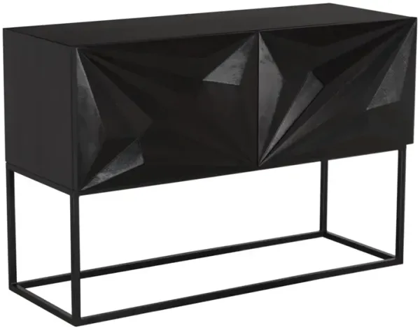 Small Zurich Console, Ebony Walnut with Steel