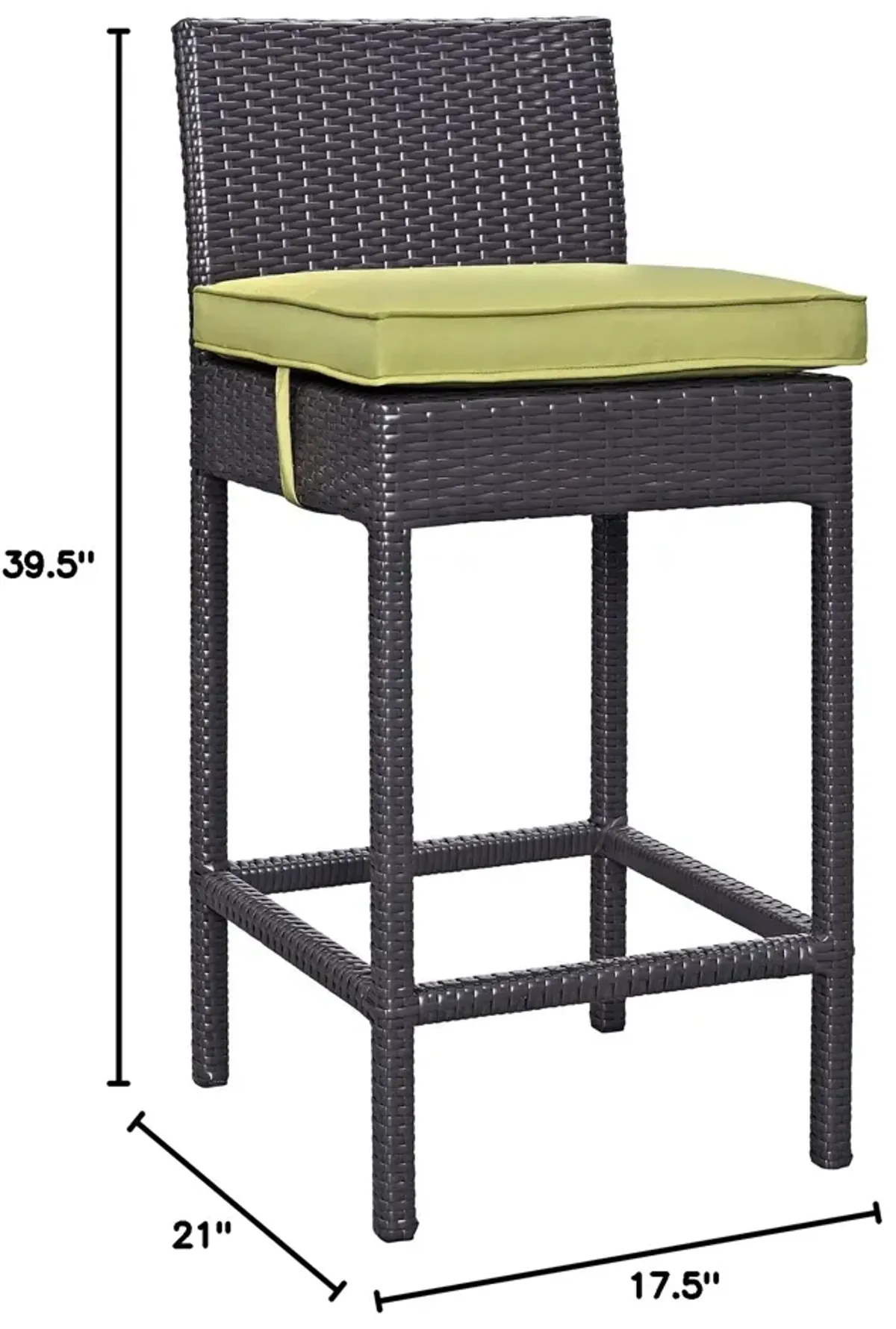 Modway Convene Wicker Rattan Outdoor Patio Bar Stool with Cushion in Espresso Peridot