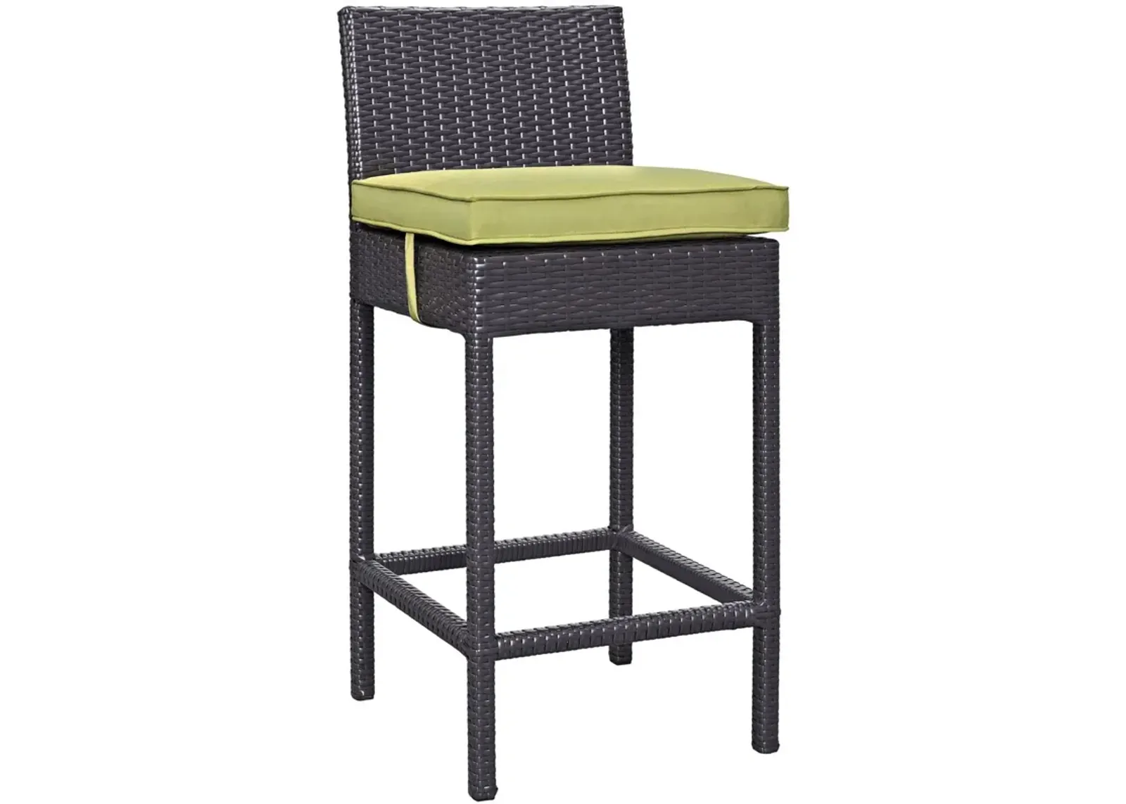 Modway Convene Wicker Rattan Outdoor Patio Bar Stool with Cushion in Espresso Peridot