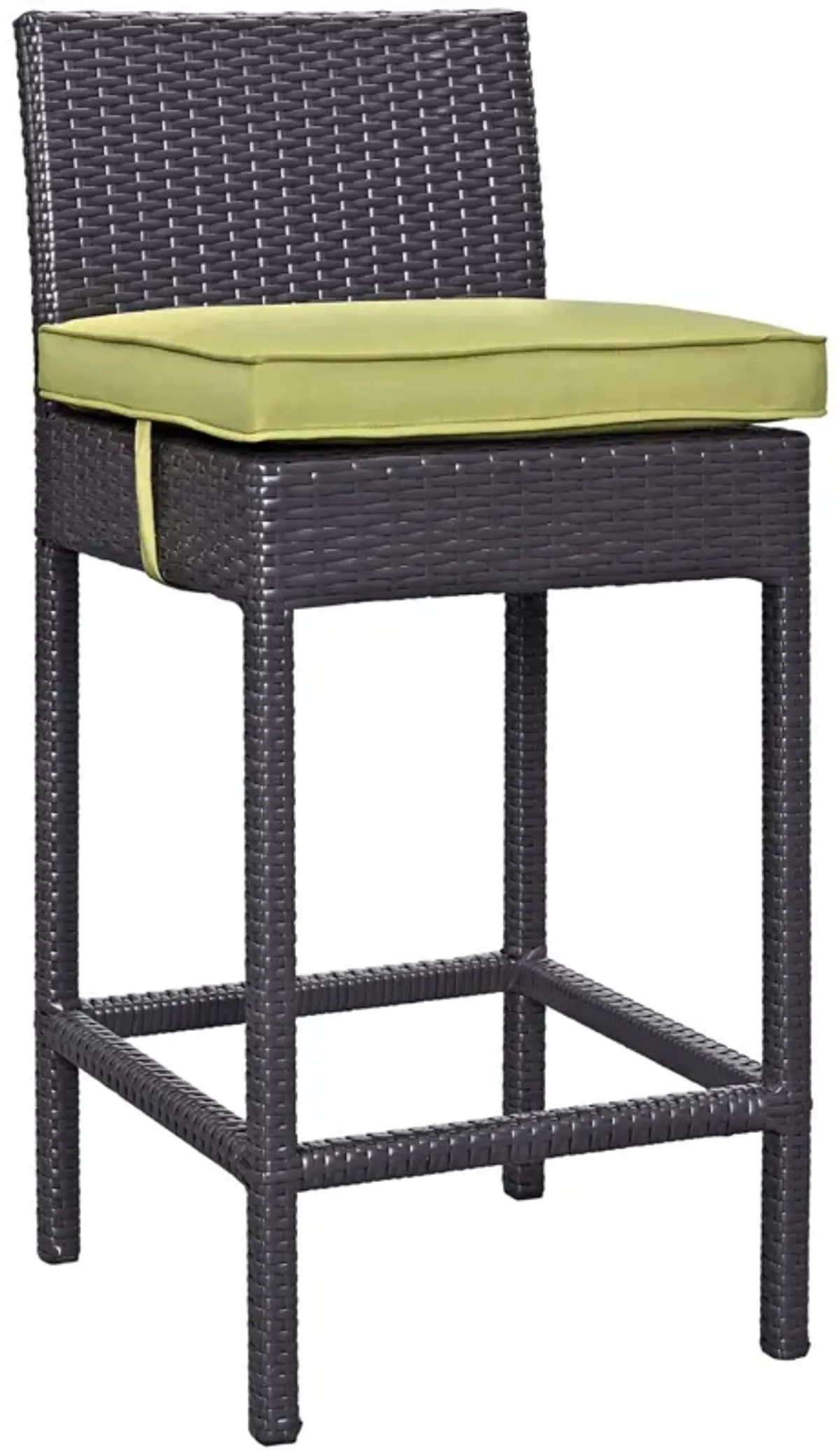 Modway Convene Wicker Rattan Outdoor Patio Bar Stool with Cushion in Espresso Peridot