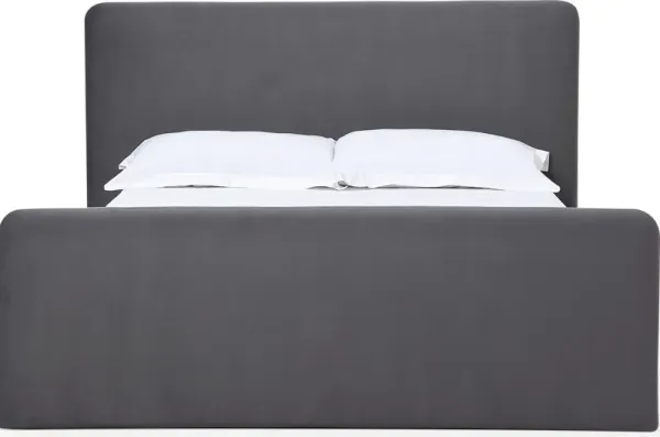 Elora Full-size Fully Upholstered Platform Bed in Charcoal Velvet
