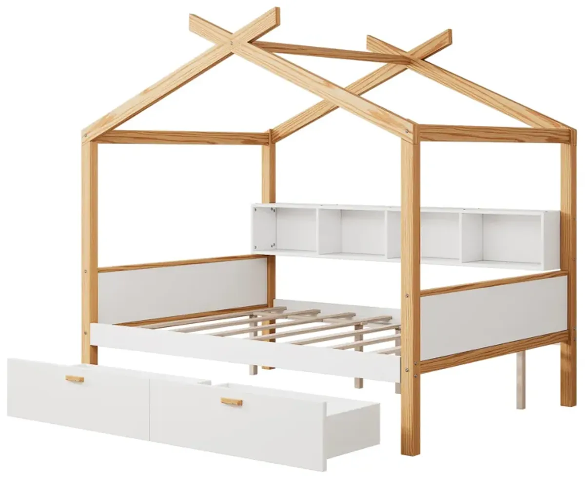 Merax House Bed Frame with 2 Storage Drawers