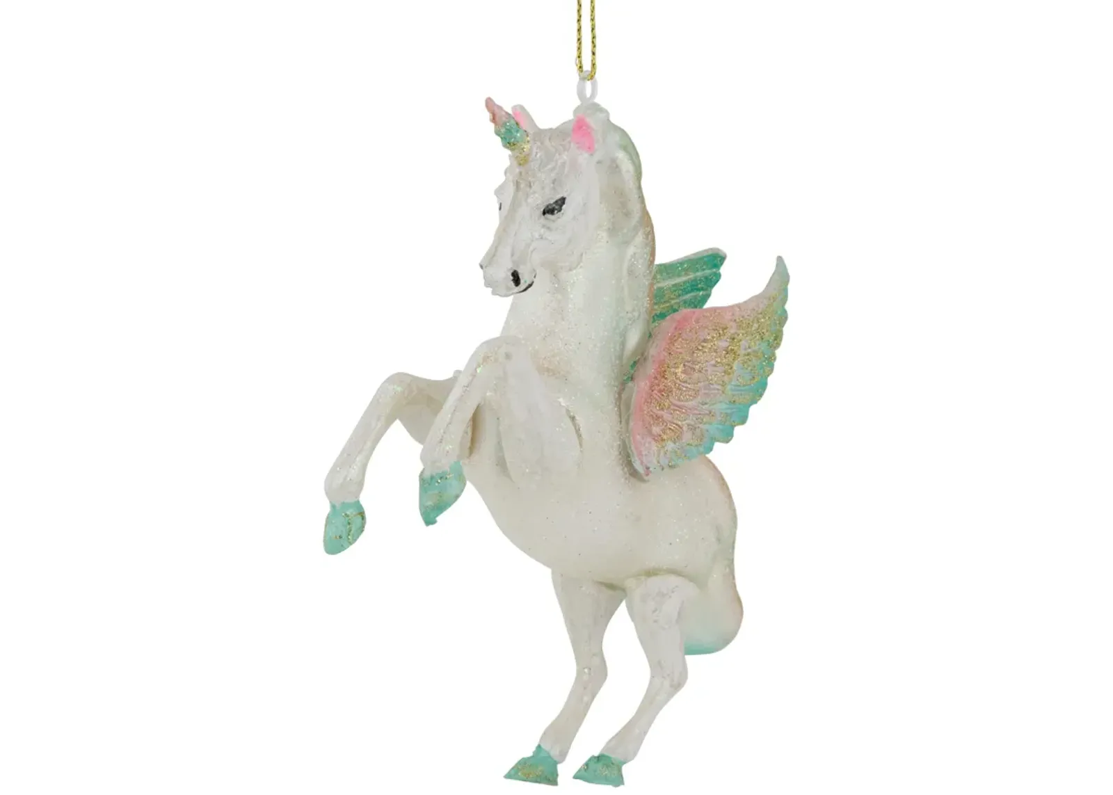 5.25" White Unicorn Glass Christmas Ornament