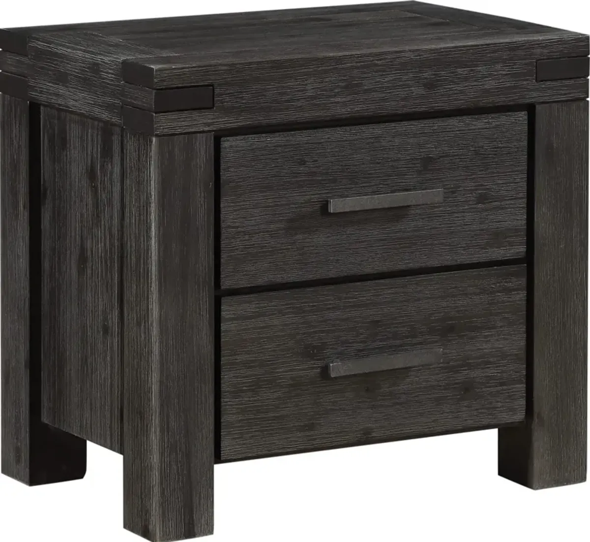 Meadow Solid Wood Two Drawer Nightstand in Graphite
