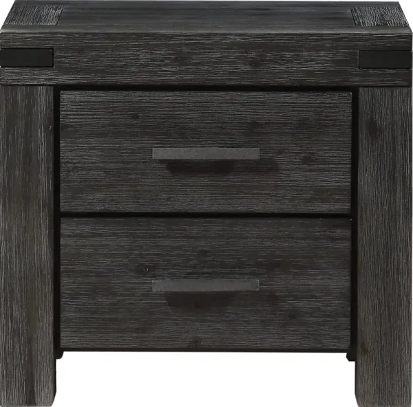 Meadow Solid Wood Two Drawer Nightstand in Graphite