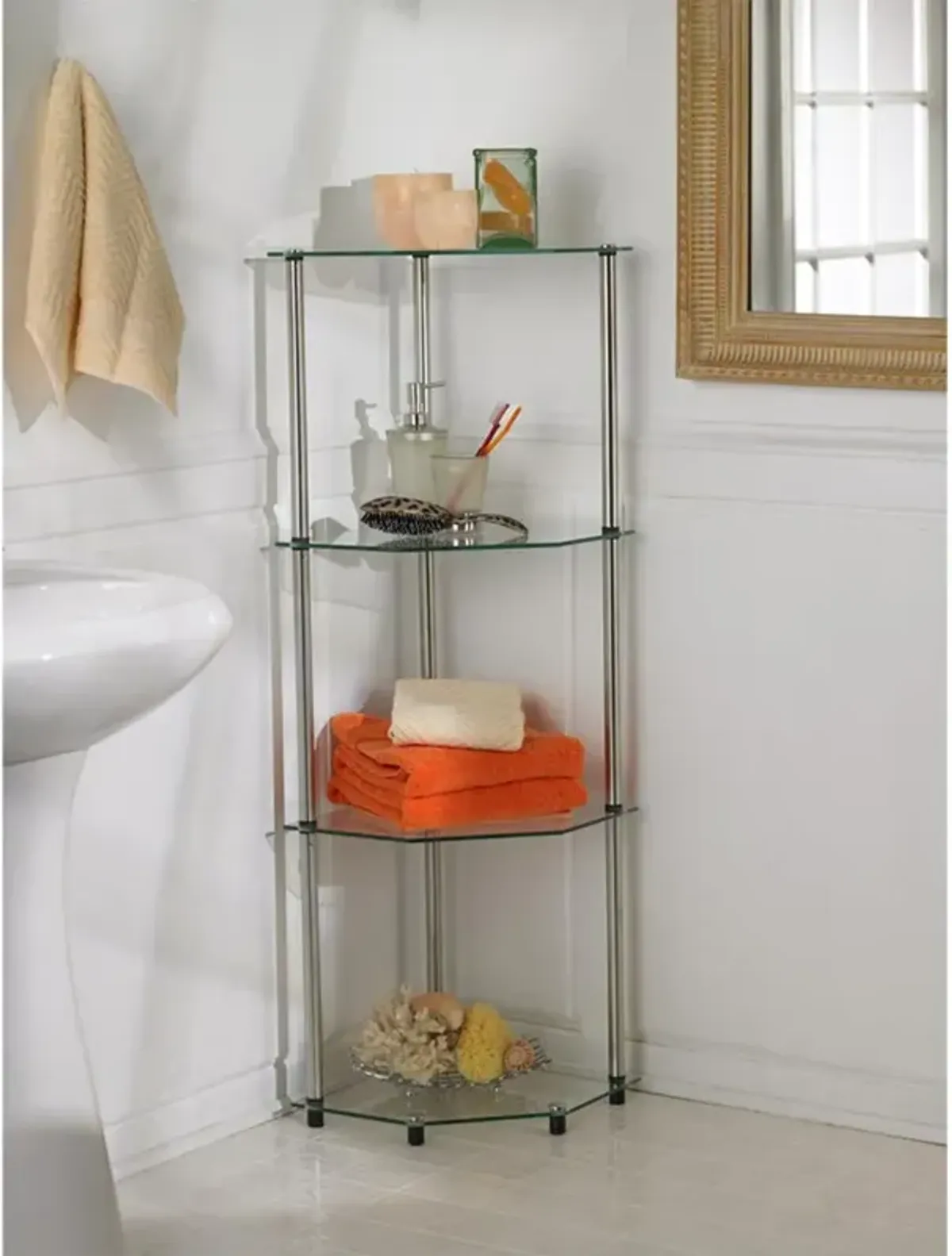 Convience Concept, Inc. Designs2Go Classic Glass 4 Tier Corner Shelf