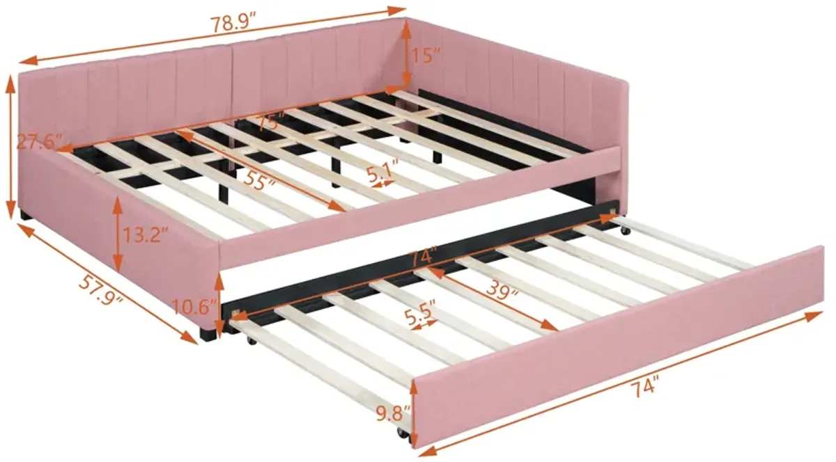 Merax Upholstered Daybed Bed Frame with Trundle