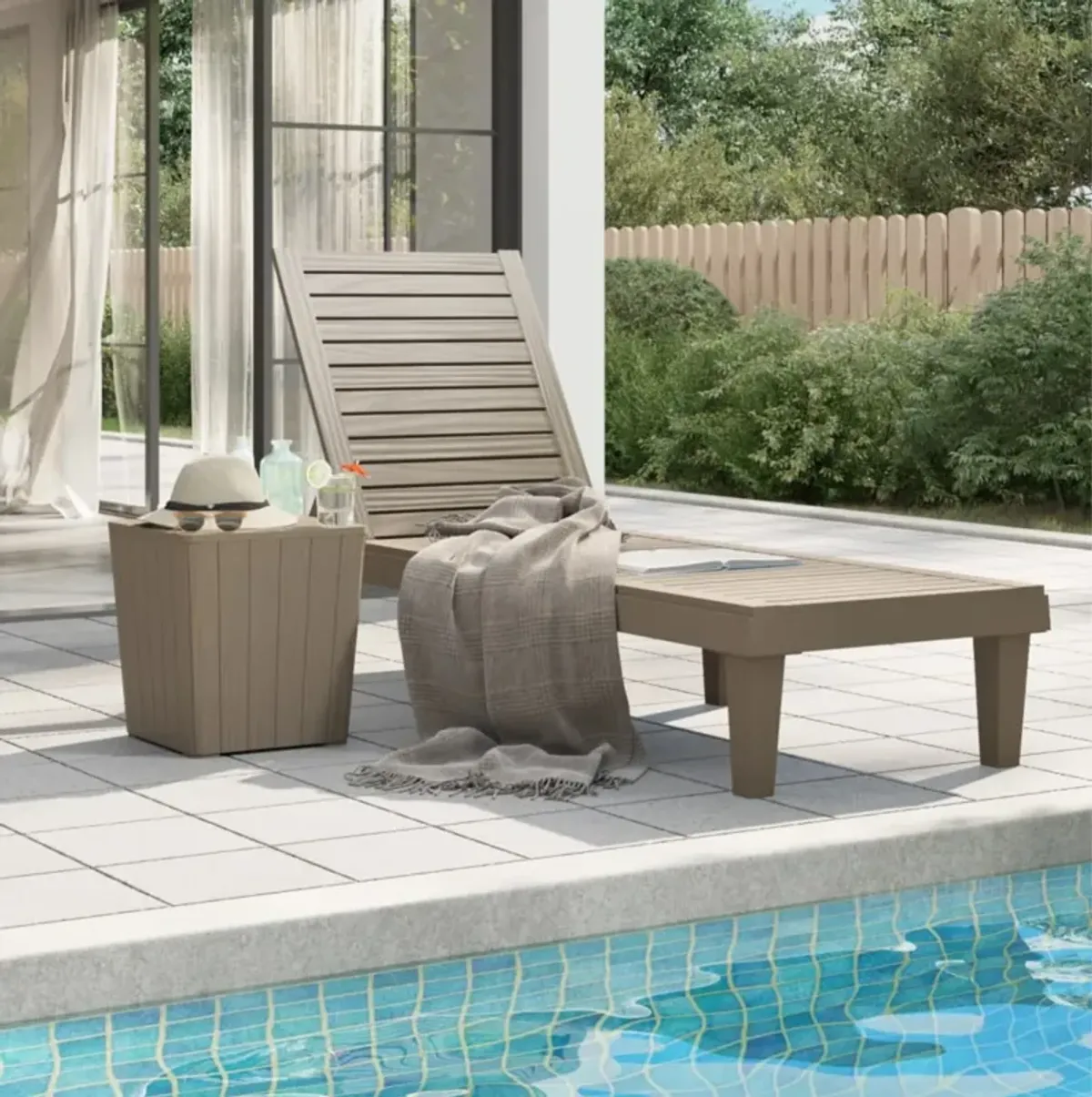 vidaXL Sun Lounger Light Brown 61"x22.8"x32.7" Polypropylene