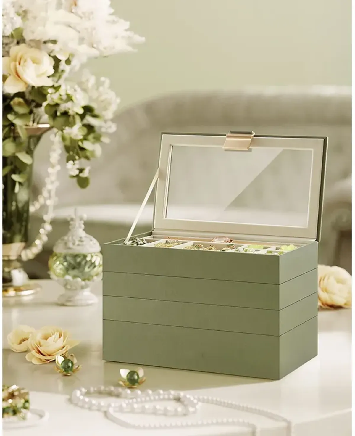 4-Tier Stackable Jewelry Trays for Organized Accessory Storage