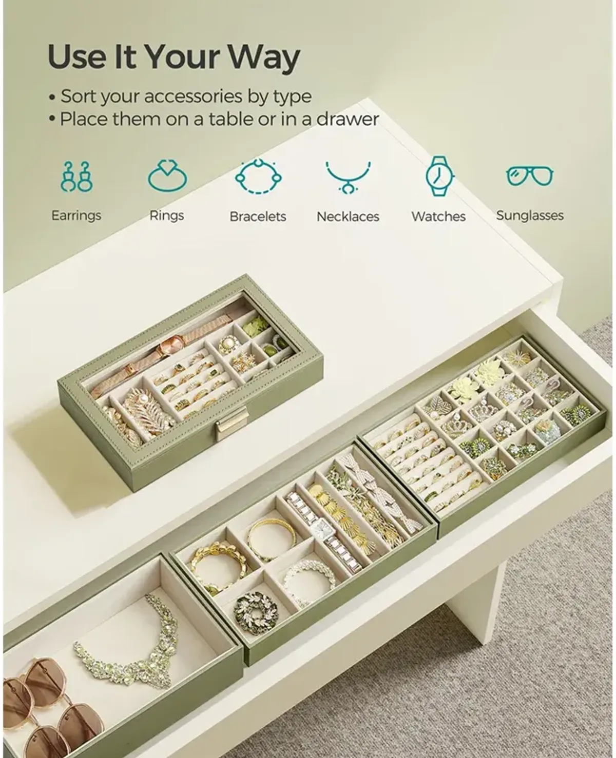 4-Tier Stackable Jewelry Trays for Organized Accessory Storage