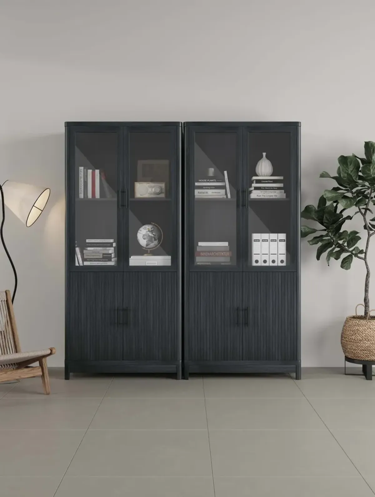 Jodie Dark Gray Bookcase (Set of 2)