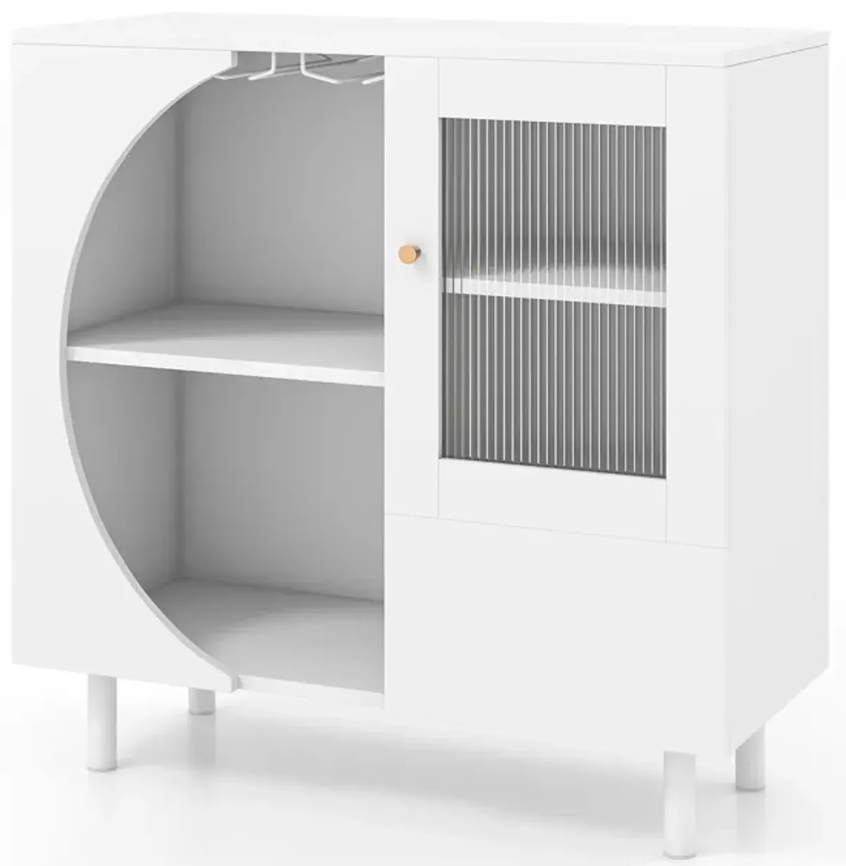Kitchen Sideboard with Glasses Holder for Living Room Dining Room-White