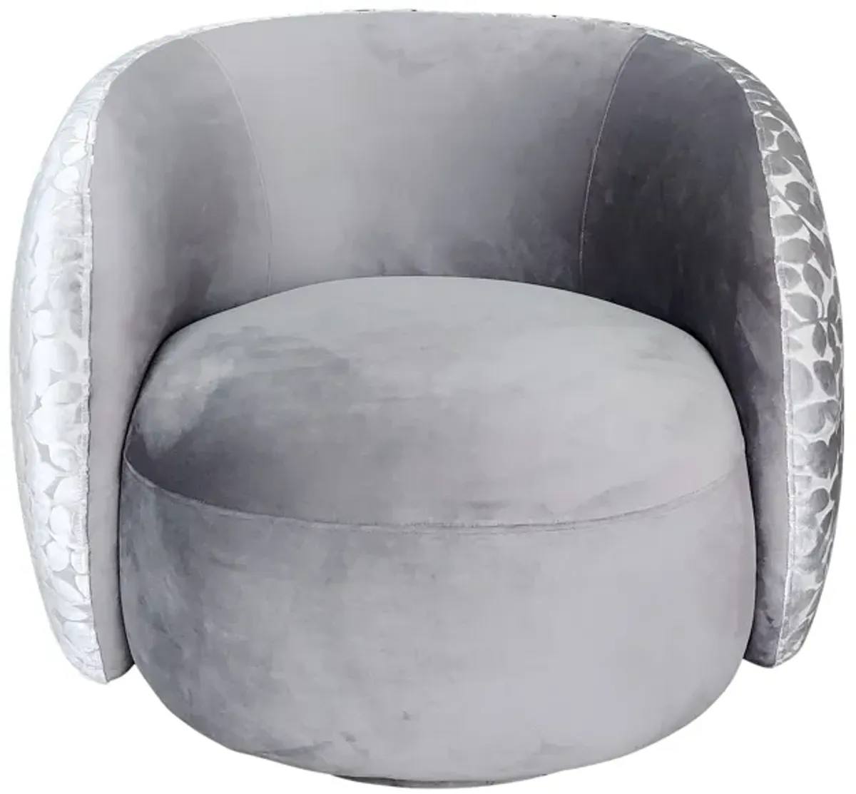 Pasargad Home Allure Modern Swivel Base Barrel Chair, Grey