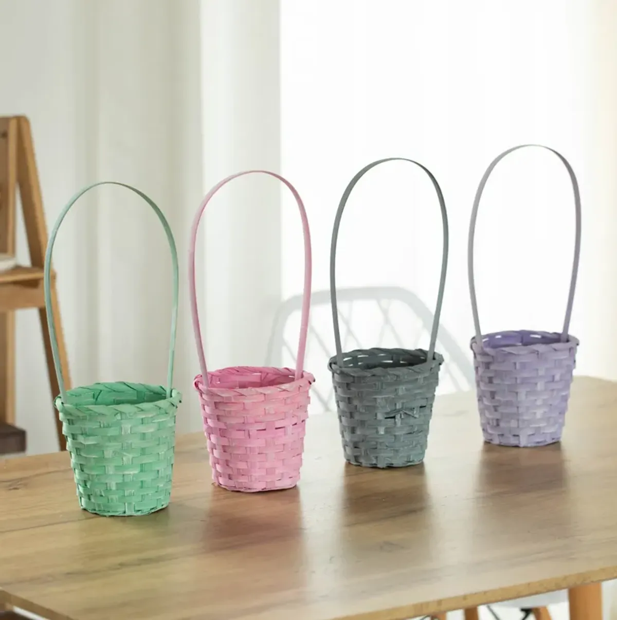 Wickerwise Set of 4 Decorative Baskets in Assorted Colors - Perfect for Easter Egg Hunts, Trick or Treat, Wedding Flower Girl Baskets, Halloween Parties, Christmas Decor, and Thanksgiving Decorations