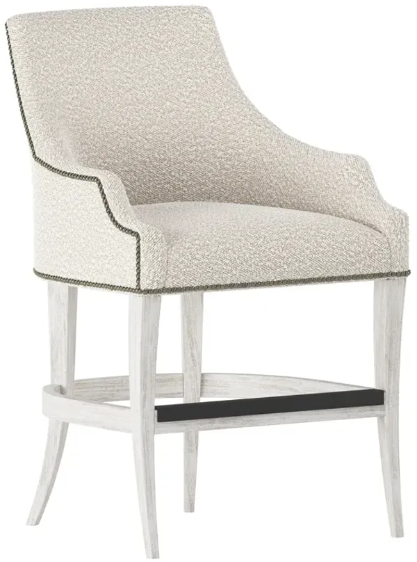 Keeley Fabric Counter Stool with White Legs