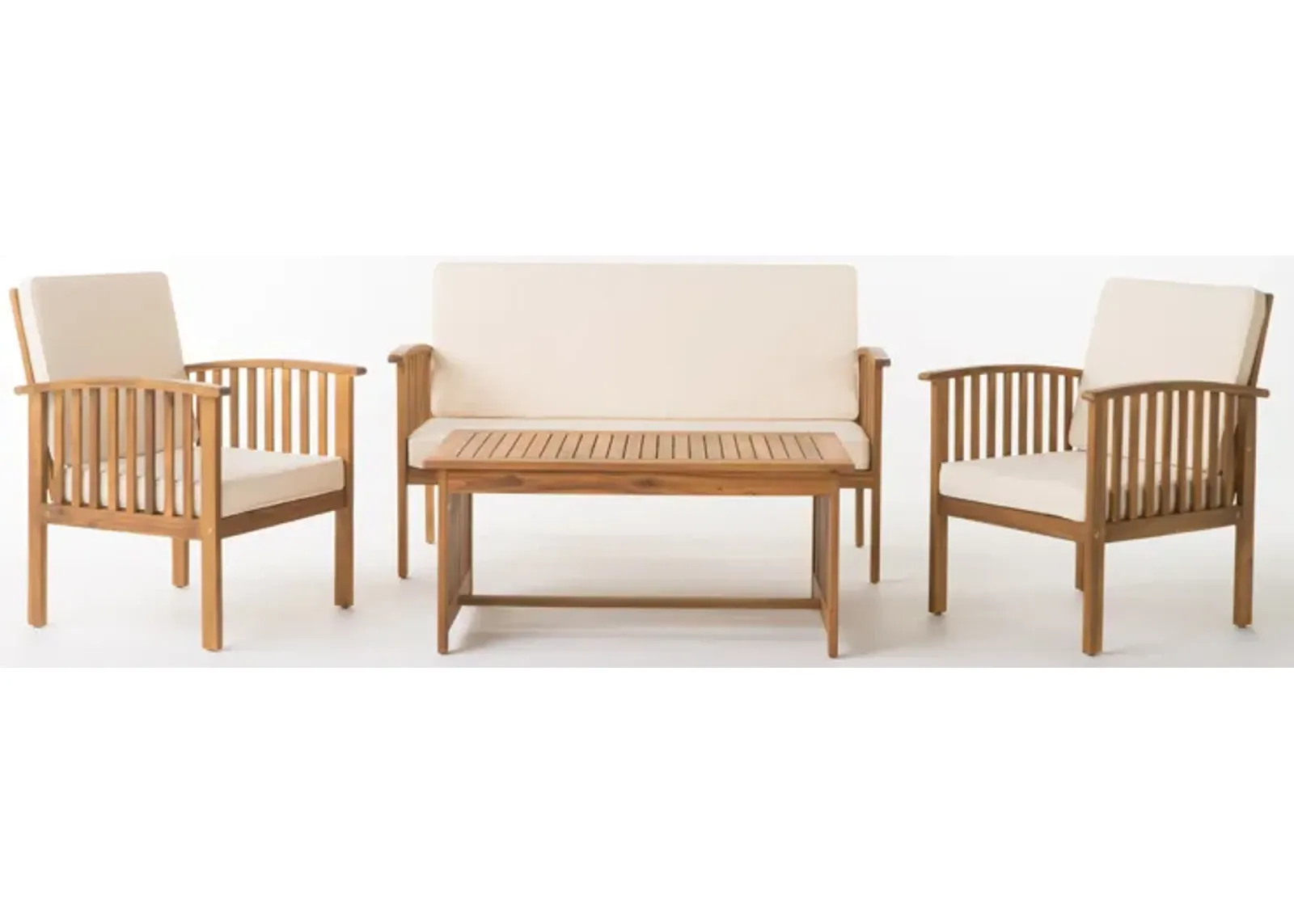 Merax Acacia Wood Sofa Table Set Outdoor Patio Chat Set