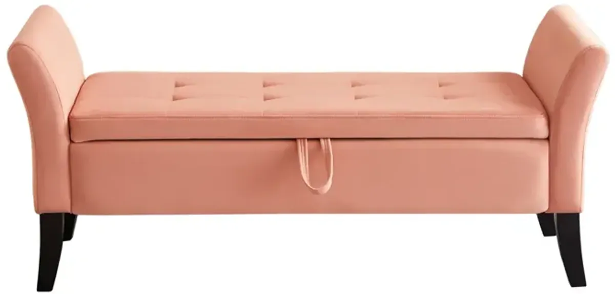 51.5" Bed Bench With Storage Pink Velvet