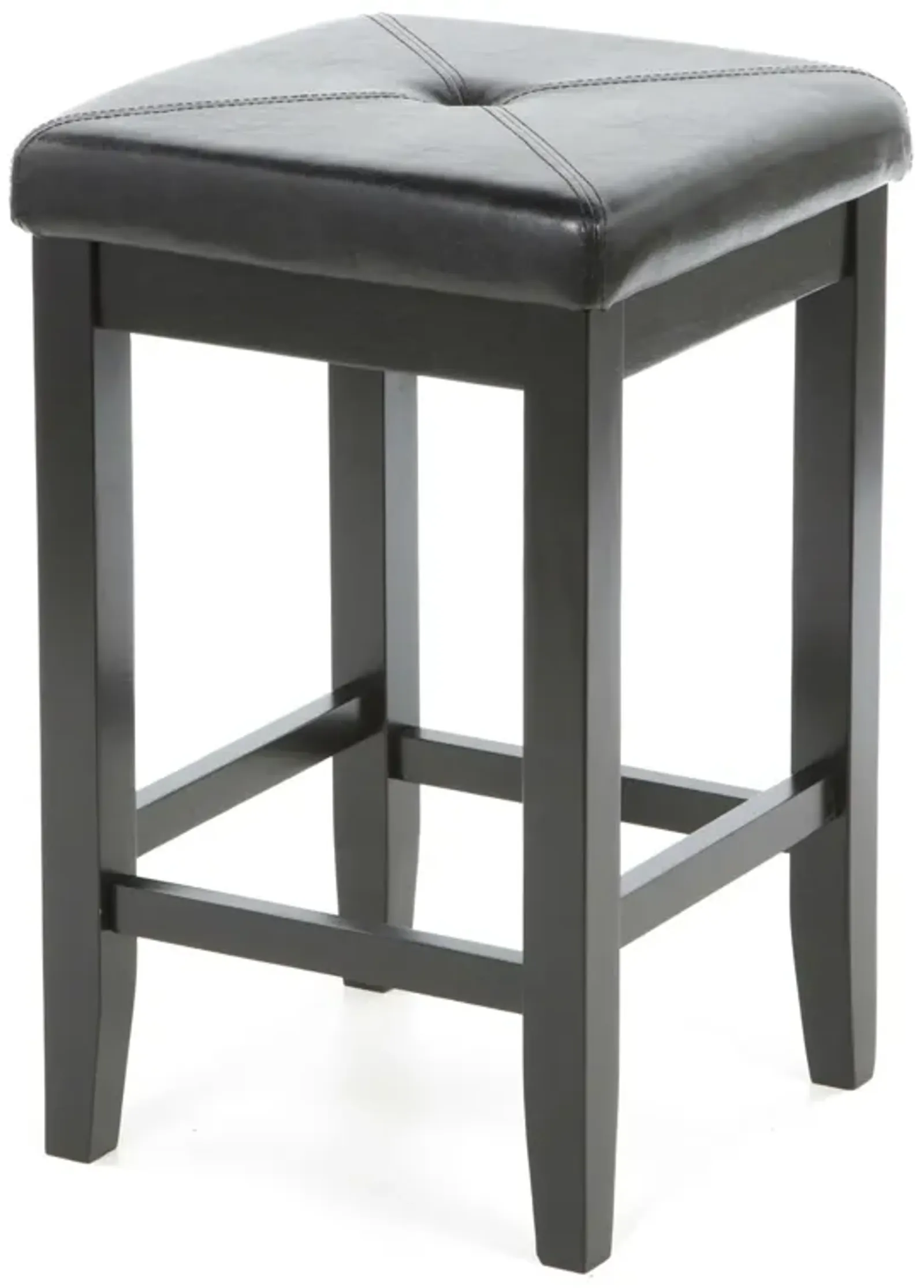 Hivvago Set of 2 - Black Bar Stools 24-inch High w/ Cushion Faux Leather Seat