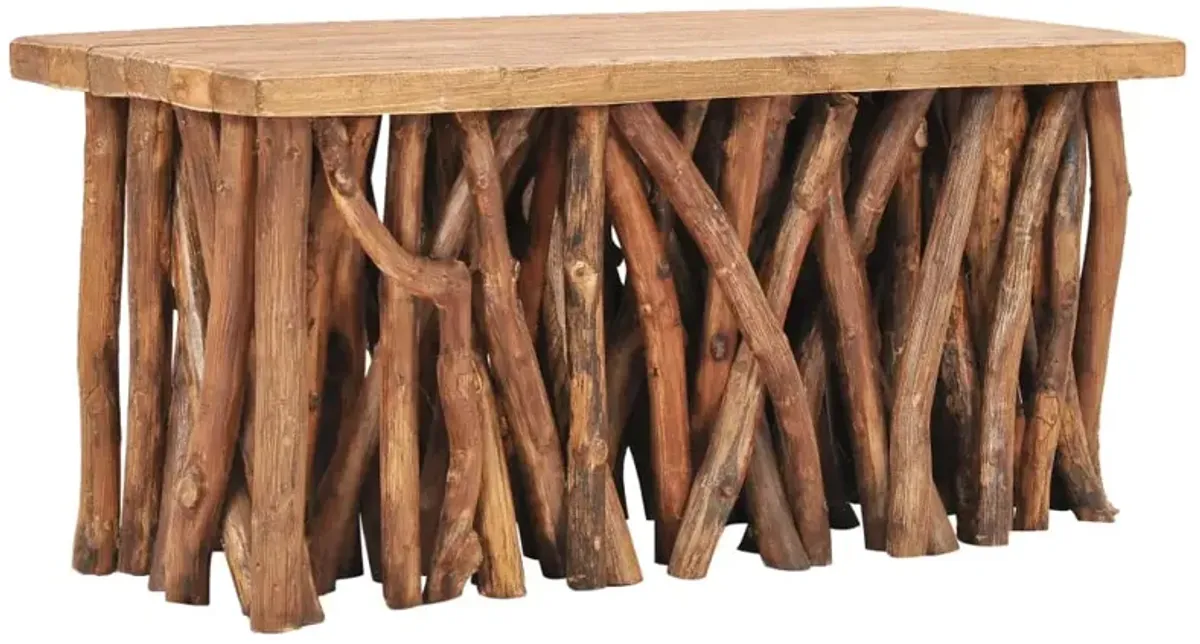 vidaXL Coffee Table 39.4x15.7x18.7 Solid Reclaimed Wood and Teak Wood