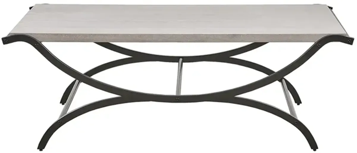 Gracie Mills Trent Modern Contrast Rectangular Coffee Table with Black Trestle Metal Base