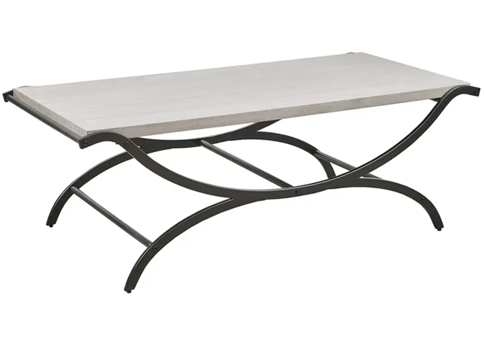 Gracie Mills Trent Modern Contrast Rectangular Coffee Table with Black Trestle Metal Base