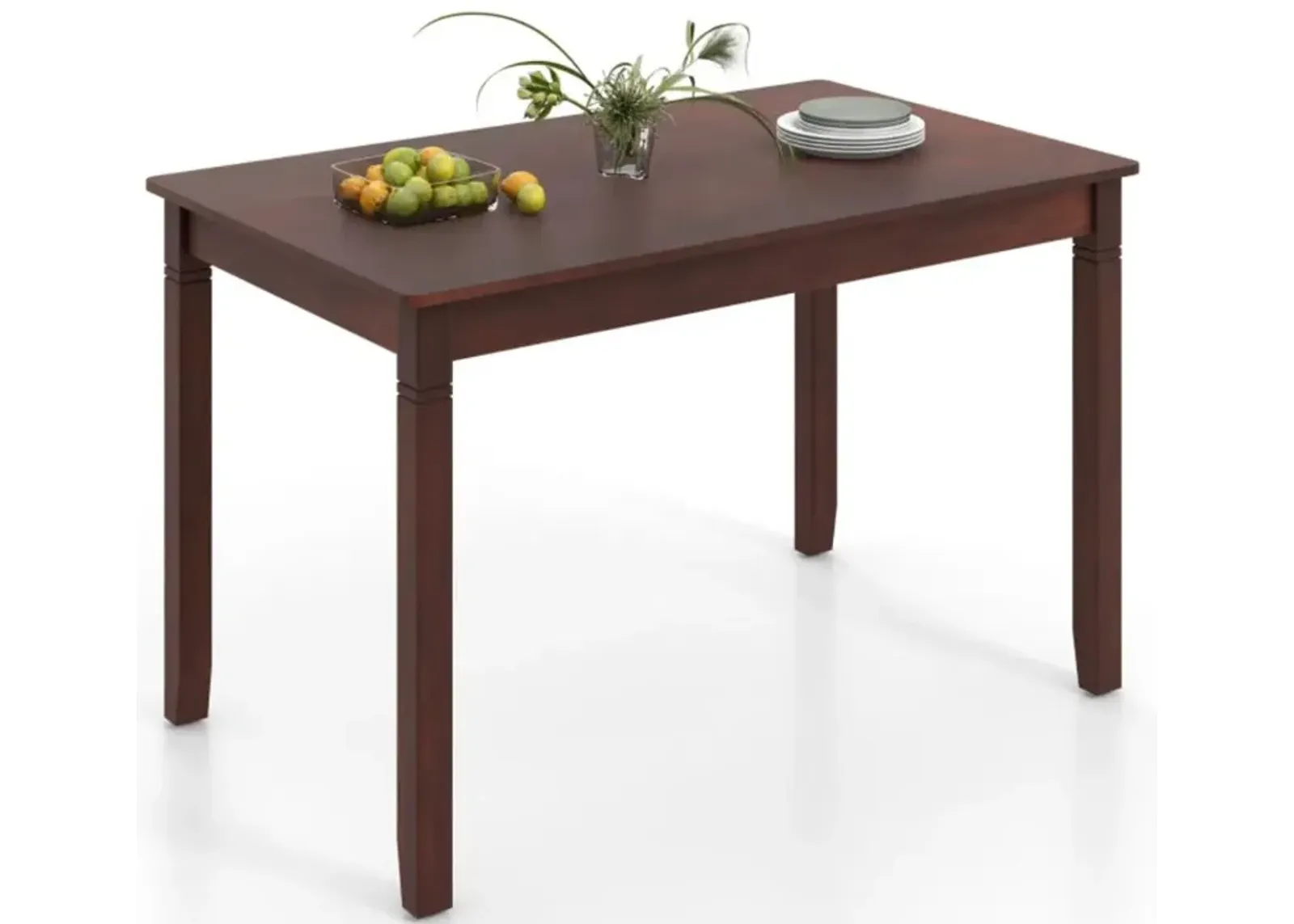 Hivvago 48-Inch Wooden Dining Table for 4 People Rectangular Kitchen Table with Rubber Wood Legs