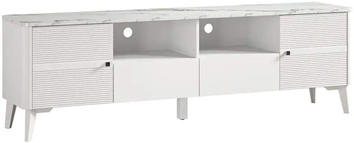 FESTIVO Stylish 70-Inch TV Stand with Marble-Printed Top