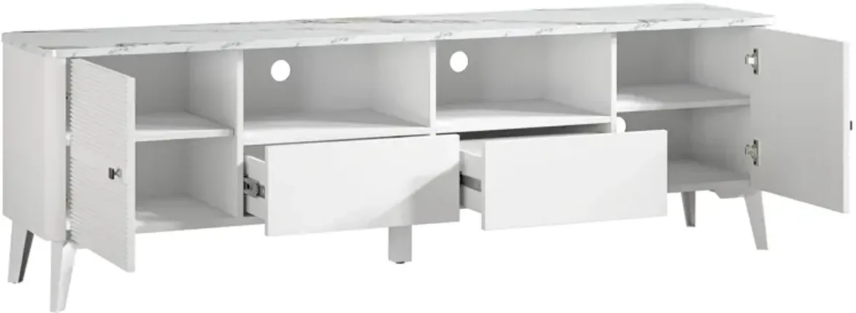 FESTIVO Stylish 70-Inch TV Stand with Marble-Printed Top