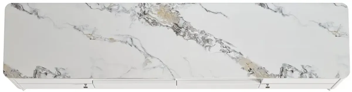 FESTIVO Stylish 70-Inch TV Stand with Marble-Printed Top