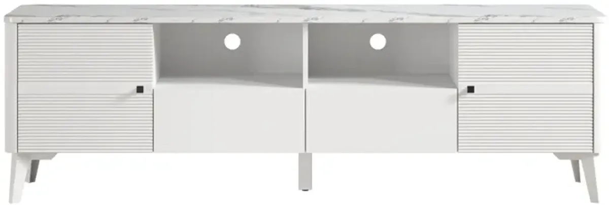 FESTIVO Stylish 70-Inch TV Stand with Marble-Printed Top