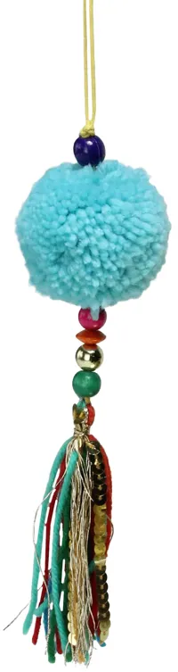 8" Turquoise Blue Dangling Tassel Contemporary Hanging Christmas Ornament