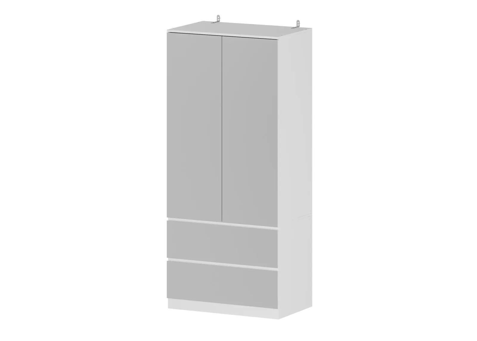 FUFU&GAGA Bedroom Double Door Three Drawer Storage Mirrored Wardrobe (31.5"W x 19.7"D x 70.9"H) White