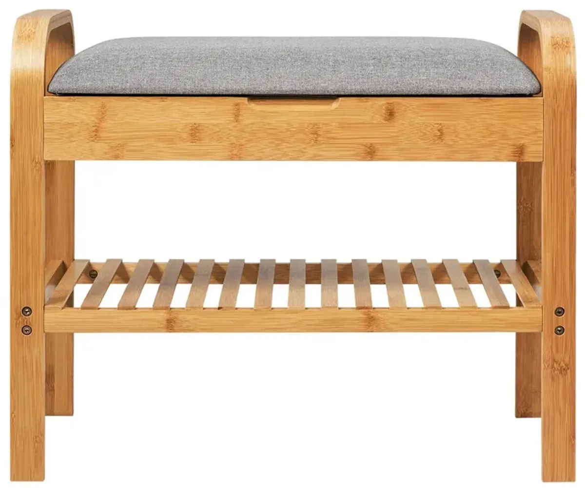 Shoe Rack Bench Bamboo with Storage Shelf-Natural