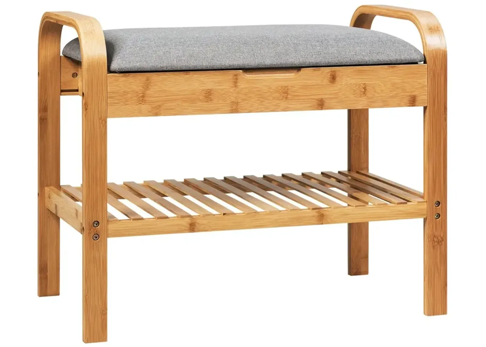 Shoe Rack Bench Bamboo with Storage Shelf-Natural