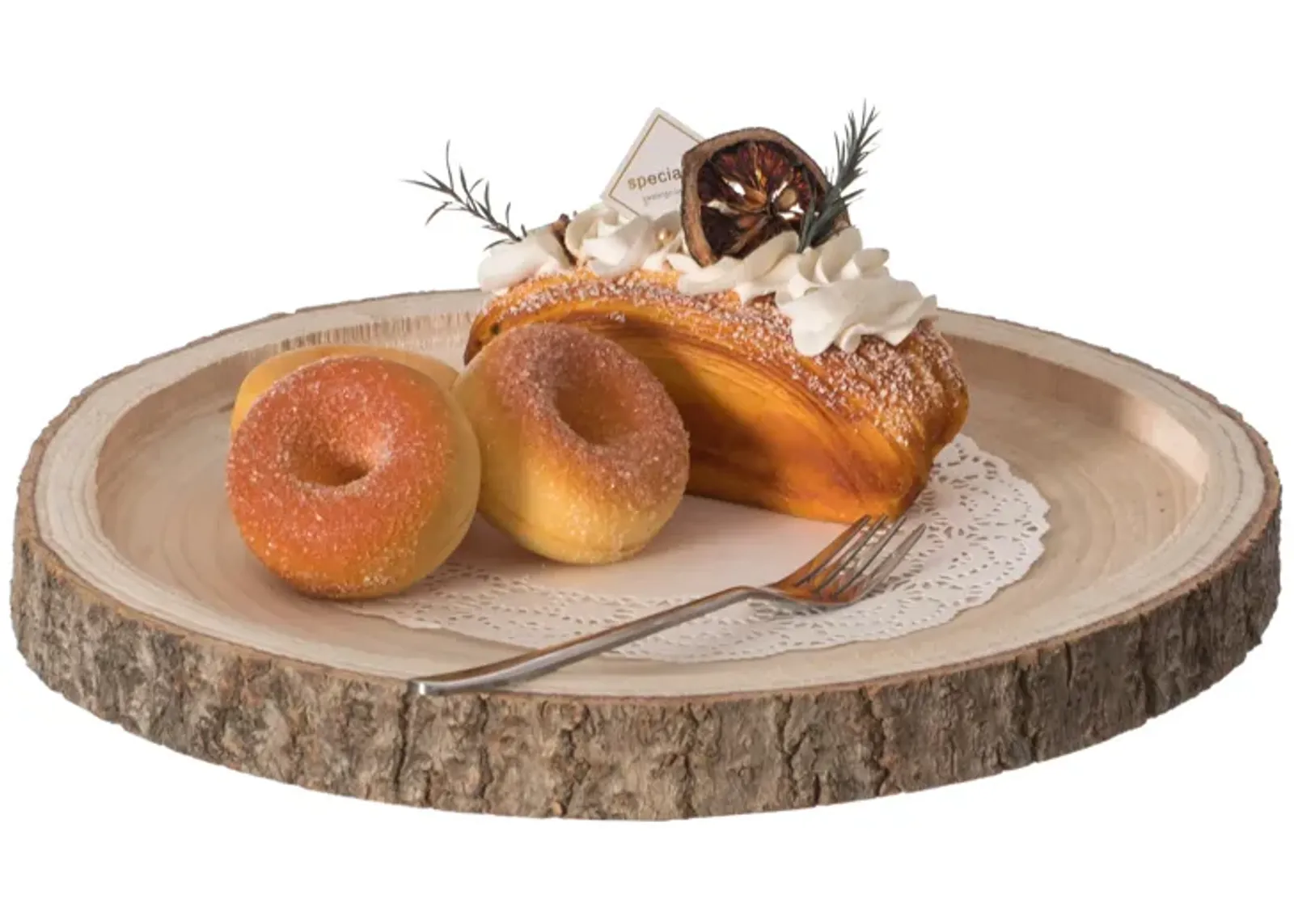 Natural Wooden Bark Round Slice 14 inch Tray, Rustic Table Charger Centerpiece