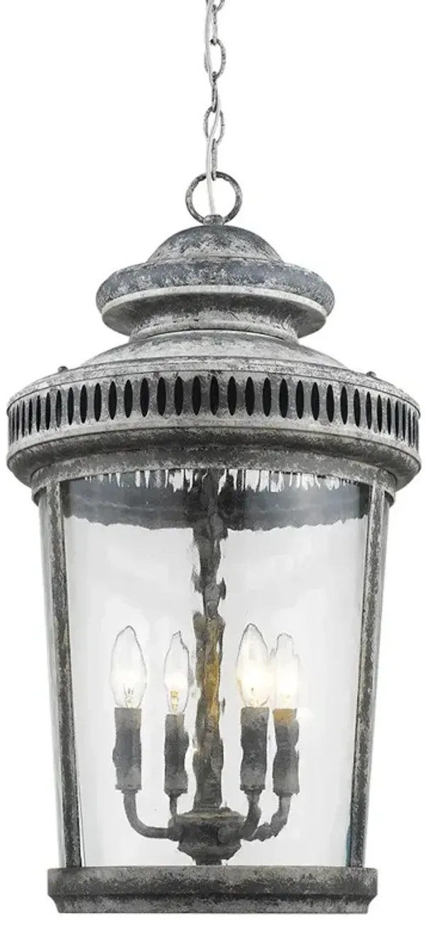 Hivvago Kingston 4-Light Antique Lead Foyer Pendant With Curved Water Glass Panes