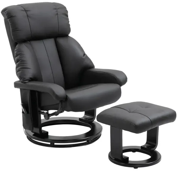 HOMCOM Massage Recliner Chair with Ottoman, 360° Swivel Recliner and Footstool, PU Leather Reclining Chair with Side Pocket and Remote Control, Gray