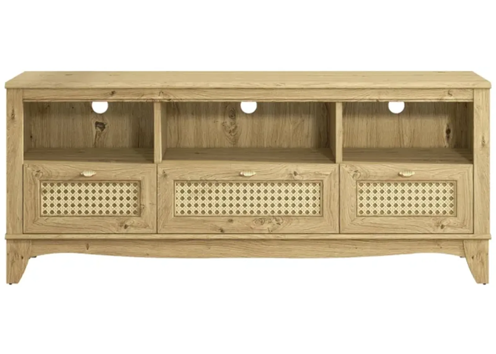 FESTIVO 55" TV Stand with Wicker Door Design for TVs up to 65"