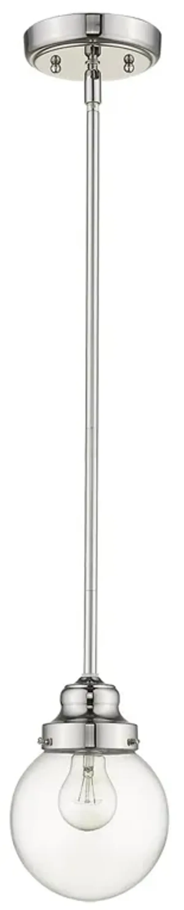 Hivvago Silver Metal Hanging with Round Clear Glass Shade