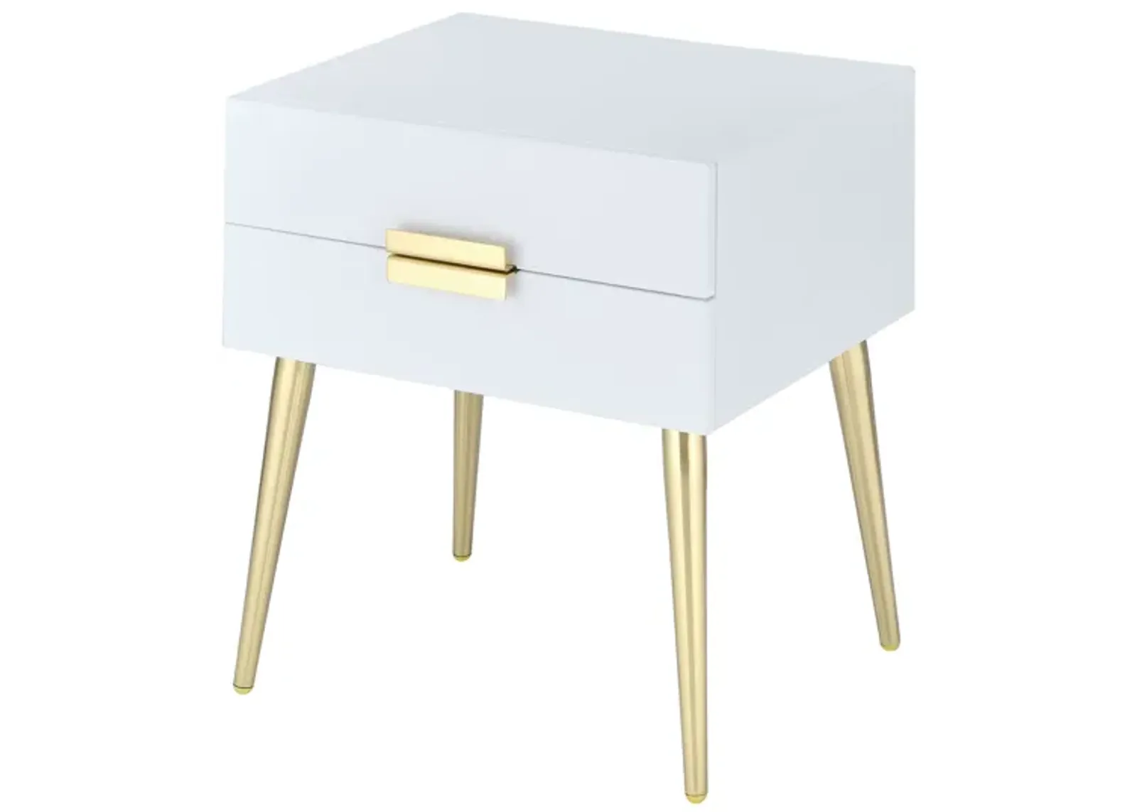 ACME Denvor End Table, White & Gold