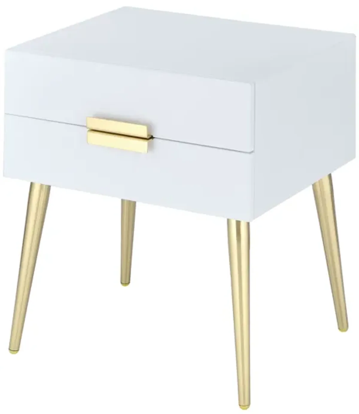 ACME Denvor End Table, White & Gold