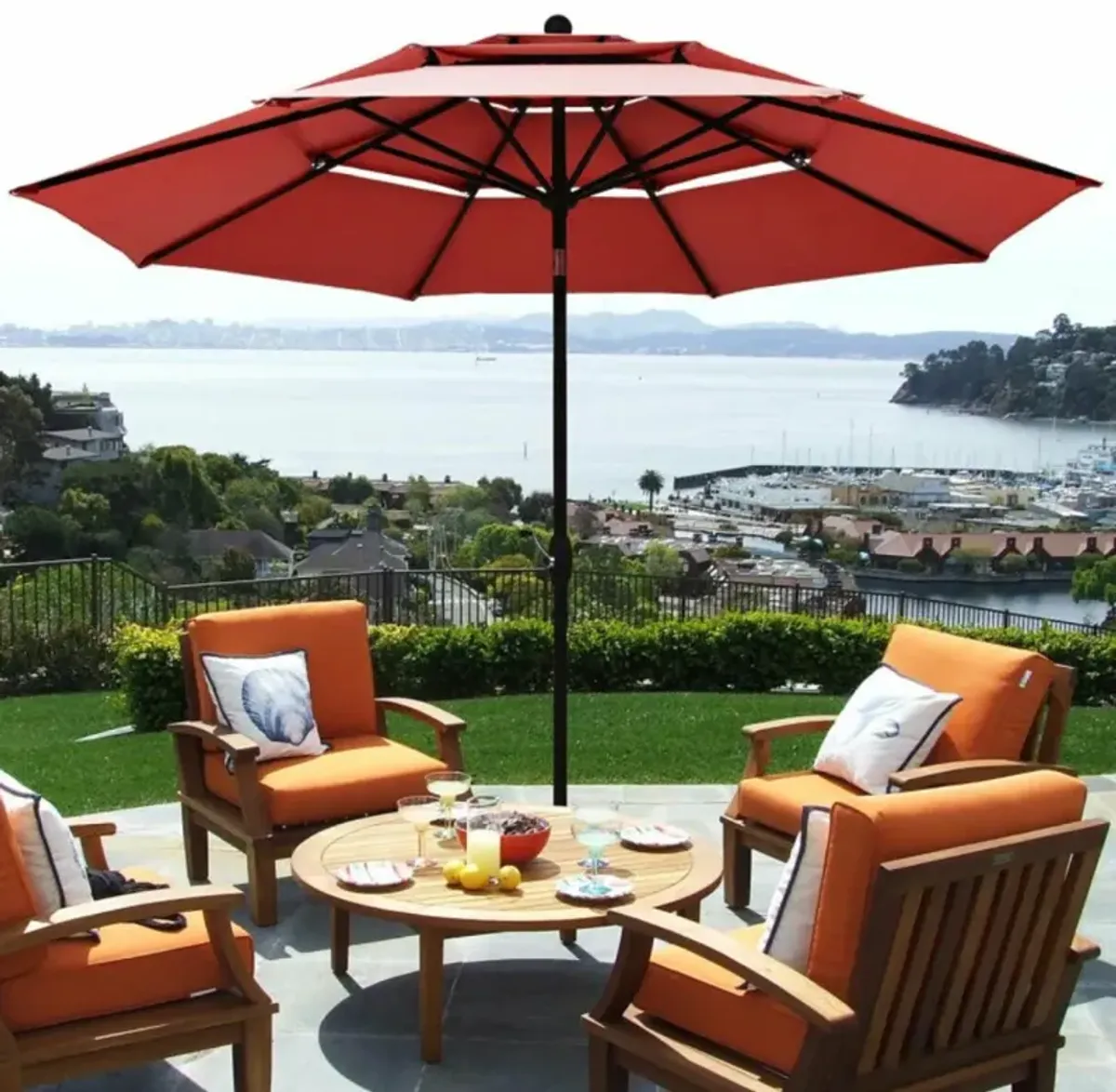 Hivvago 10 Feet 3 Tier Outdoor Patio Umbrella with Double Vented