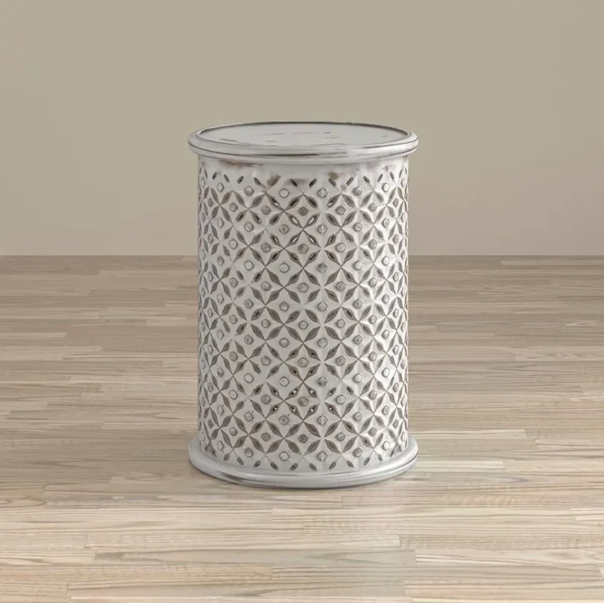 Jofran Distressed Hardwood Global Drum End Table