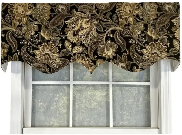 Valdosta Regal Style 3" Rod Pocket Valance 50" x 17" Black by RLF Home