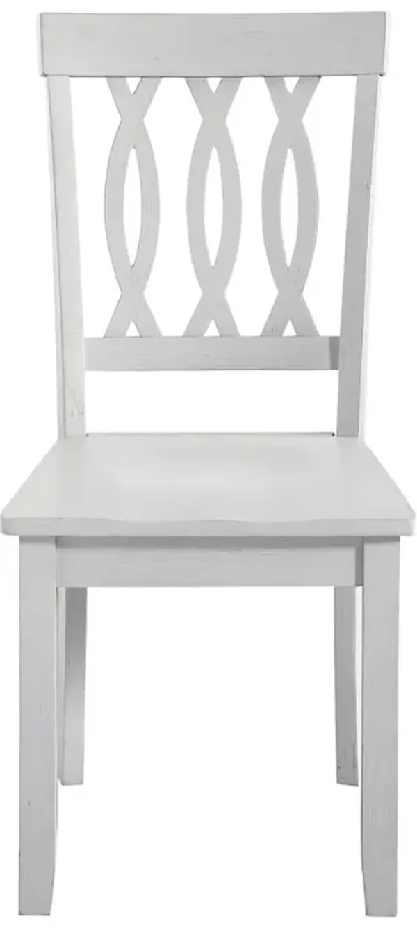 Naples White Solid Wood Side Chairs with Twist Tie Back